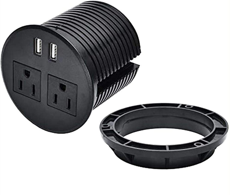 UL Certified Desktop Power Grommet with 2xAC Outlet, 2xUSB Charging Ports