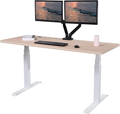 K Series 60" x 27" Standing Desk with White Frame (Rectangular Top)