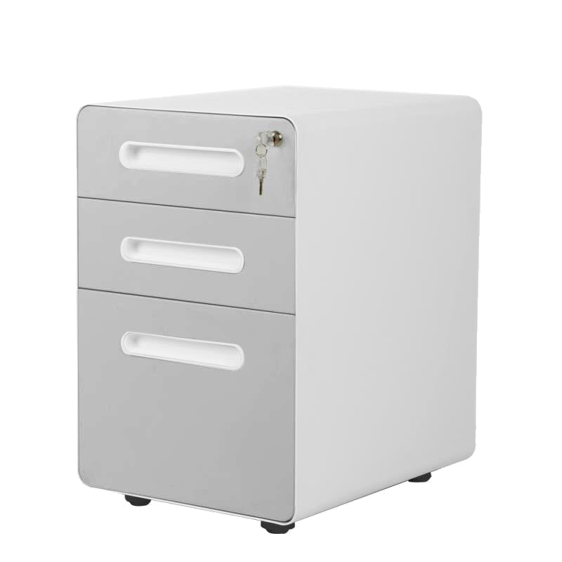 HOMCOM Modern 3-Drawer Locking File Cabinet – Mobile Filing Cabinet – White