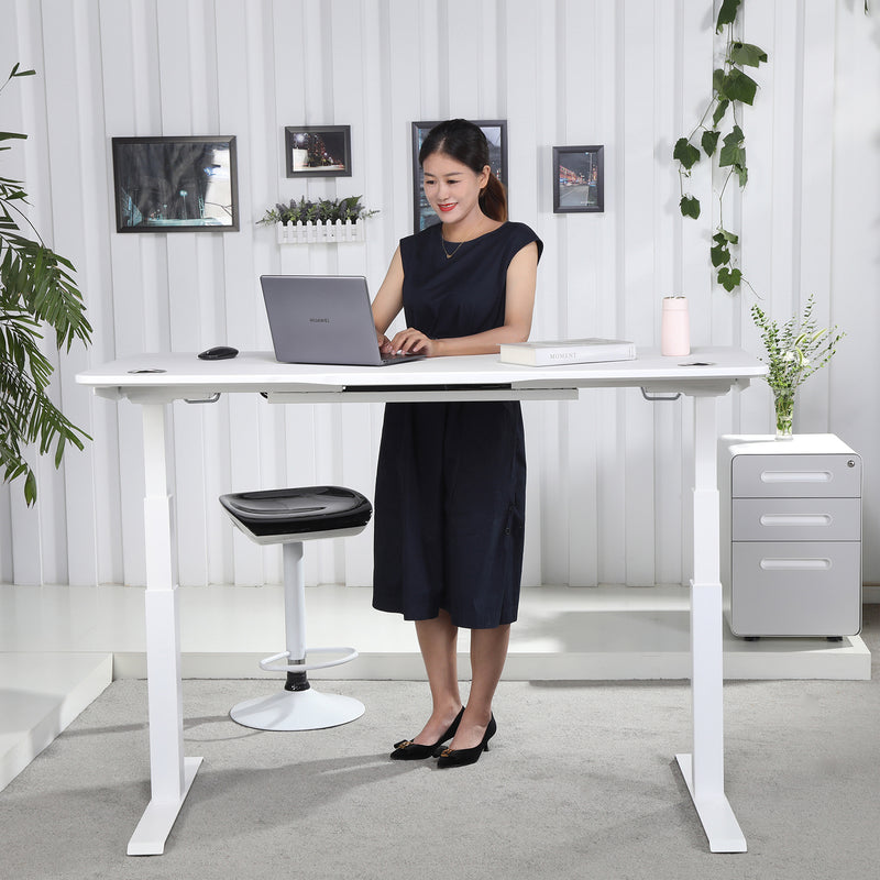 K Series 71" x 33" Standing Desk with White Frame (Curved Top)