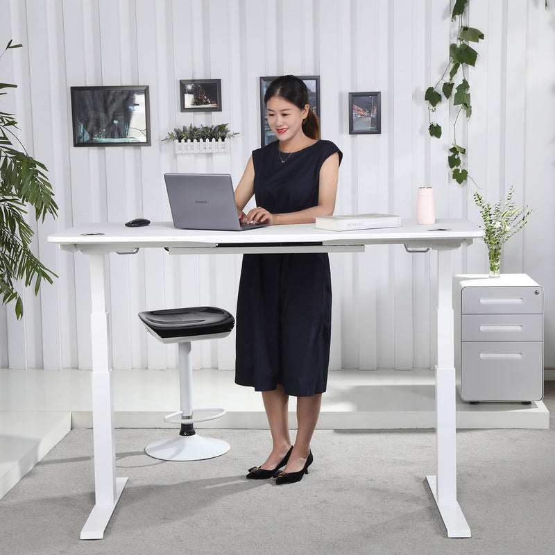 K Series 60" x 27" Standing Desk with White Frame (Curved Top)