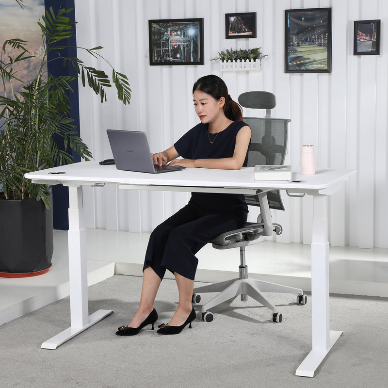 K Series 71" x 33" Standing Desk with White Frame (Curved Top)