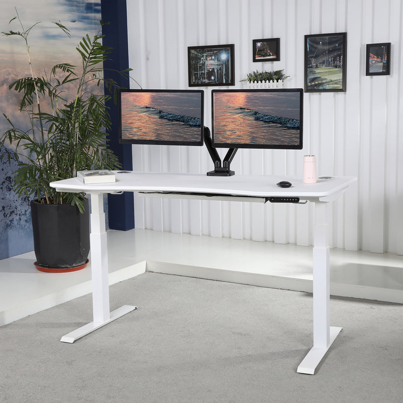 K Series 71" x 33" Standing Desk with White Frame (Curved Top)