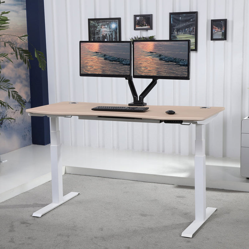 K Series 60" x 27" Standing Desk with White Frame (Curved Top)