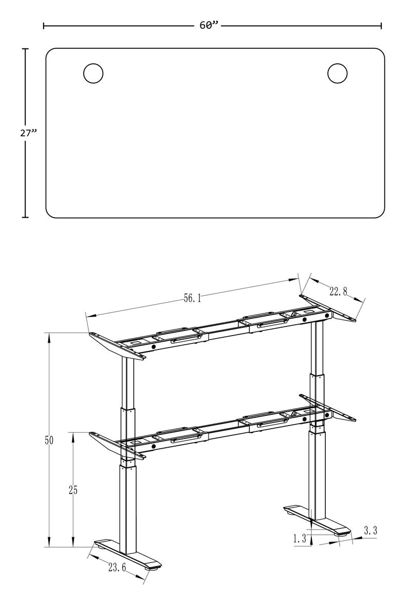 [FINAL SALE] Flex Series 60" Standing Desk with Rectangular Top