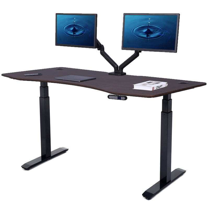 Flex Series 71" x 33" Standing Desk with Black Frame, Curved Top