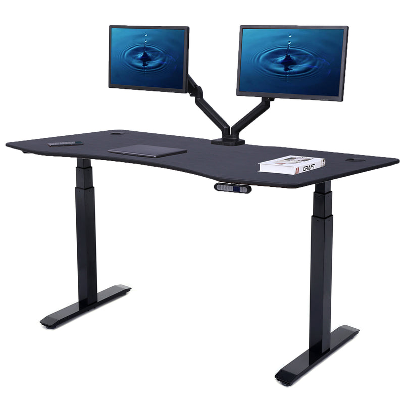 Flex Series 71" x 33" Standing Desk with Black Frame, Curved Top