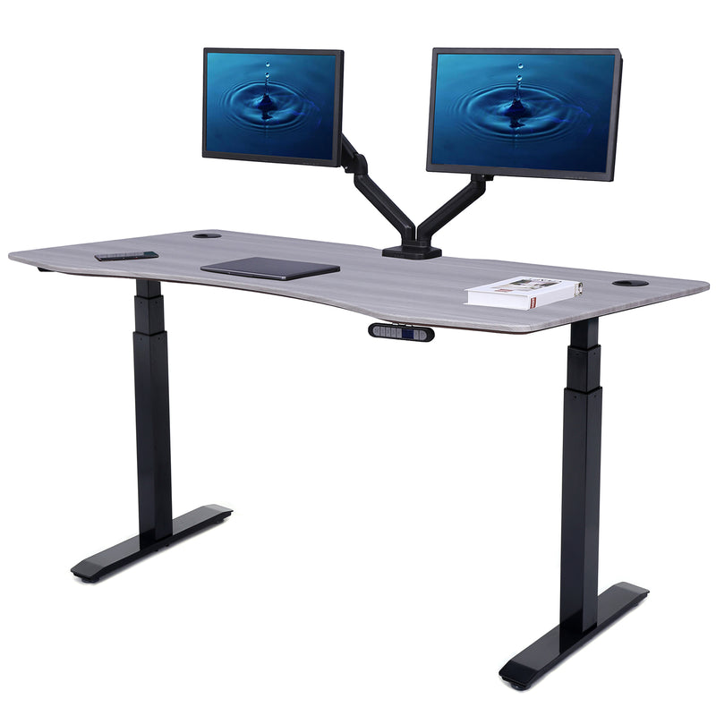 Flex Series 71" x 33" Standing Desk with Black Frame, Curved Top
