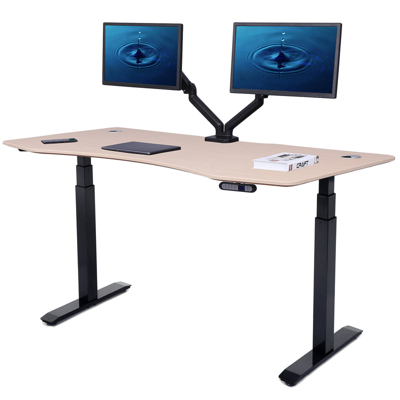 Flex Series 71" x 33" Standing Desk with Black Frame, Curved Top