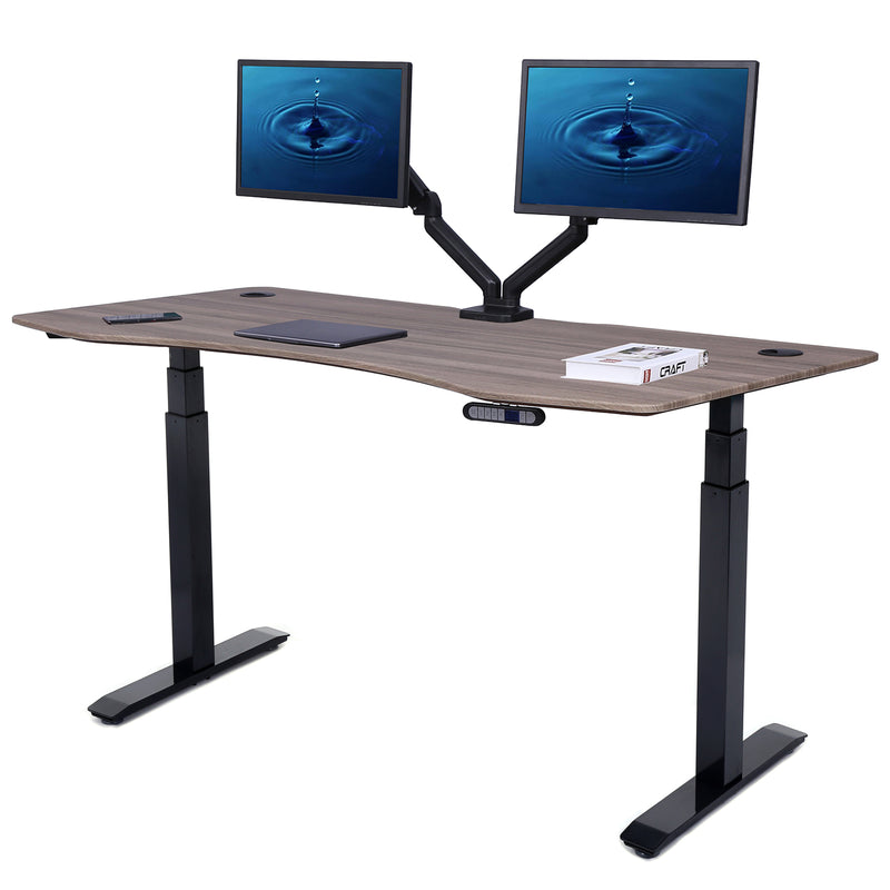 Flex Series 71" x 33" Standing Desk with Black Frame, Curved Top