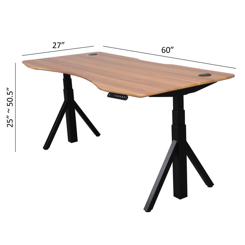 Quattro Series 60" Electric Standing Desk with Curved Top