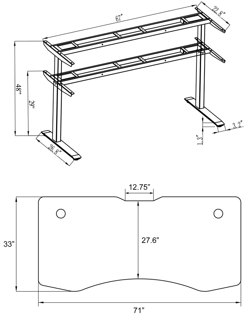 Elite Pro Series 71" x 33" Standing Desk with Off-White Frame