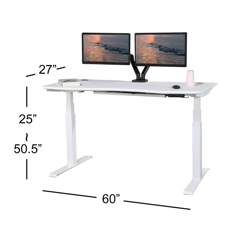 Flex Series 60" x 27" Standing Desk with Black Frame, Curved Top