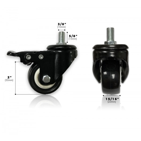 2-Inch Heavy Duty Rubber Caster Wheel with Swiveling Threaded Stem (Pack of 4)