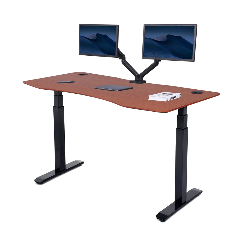 Flex Series 60" x 27" Standing Desk with Black Frame, Curved Top