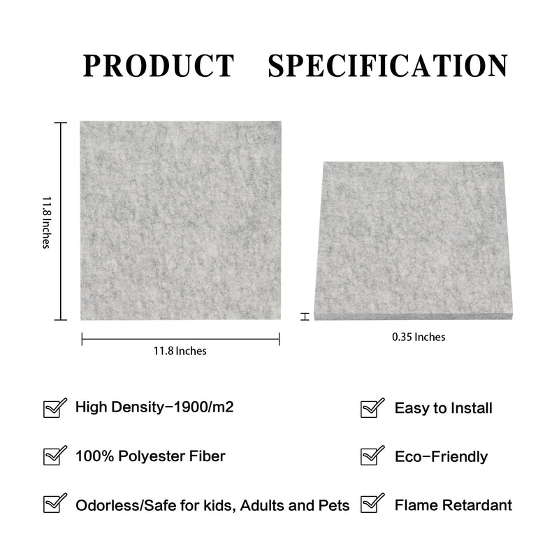 Artsonic Square Acoustic Sound Absorbing Panel 12'' X 12'' X 0.4''