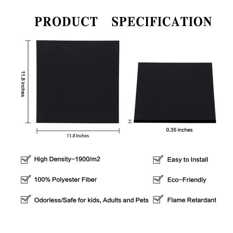 Artsonic Square Acoustic Sound Absorbing Panel 12'' X 12'' X 0.4''