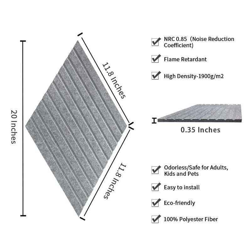 Artsonic Diamond Acoustic Sound Absorbing Panel 20'' X 12'' X 0.4''