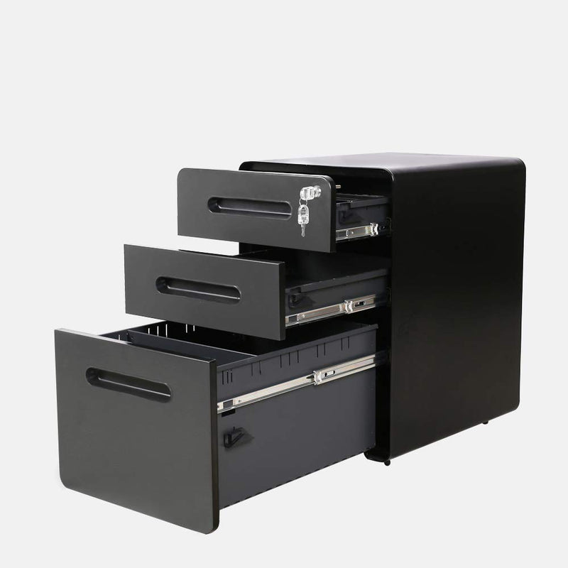 Mobile File Cabinet with Lock and Key, 3 Drawer Metal Storage Filing with  Anti tilt Wheels for Home & Office