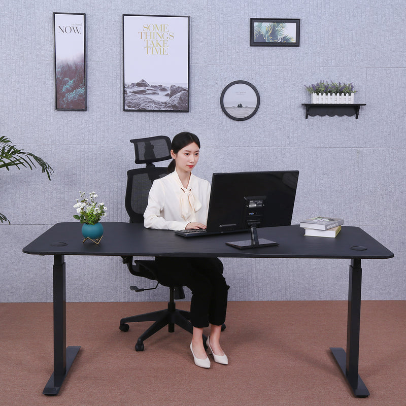 Flex Series 60" x 27" Standing Desk with Black Frame, Curved Top