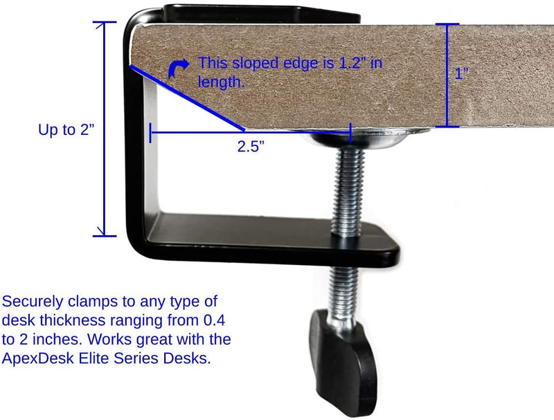 size of lip needed for c-clamp monitor mount WALI C Clamp Base Stand Mounting Accessory, Desk WALI Workstation System (C-CLAMP), Black : Electronics including related bases Any monitor arm suggestions for
