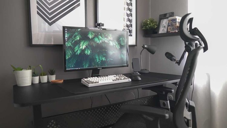 Pneumatic 55 x 27" Stand Desk with Rectangular Top