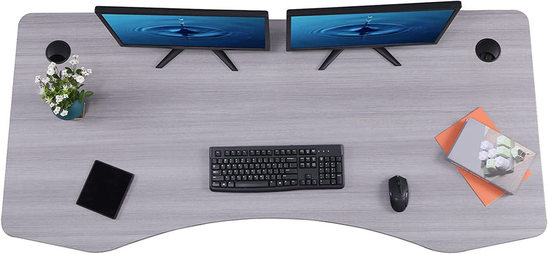Flex Series 71" x 33" Standing Desk with Black Frame, Curved Top