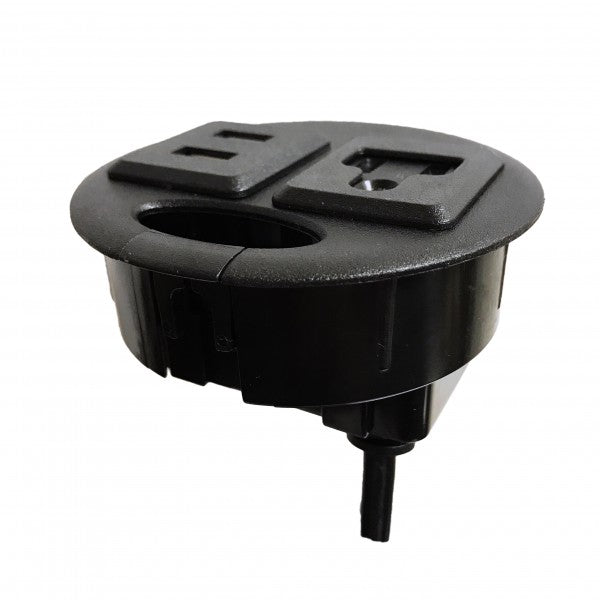 UL Certified Power Grommet - One Power Outlet, Two USB Ports, and Fits Cable Holes with Diameter 80mm