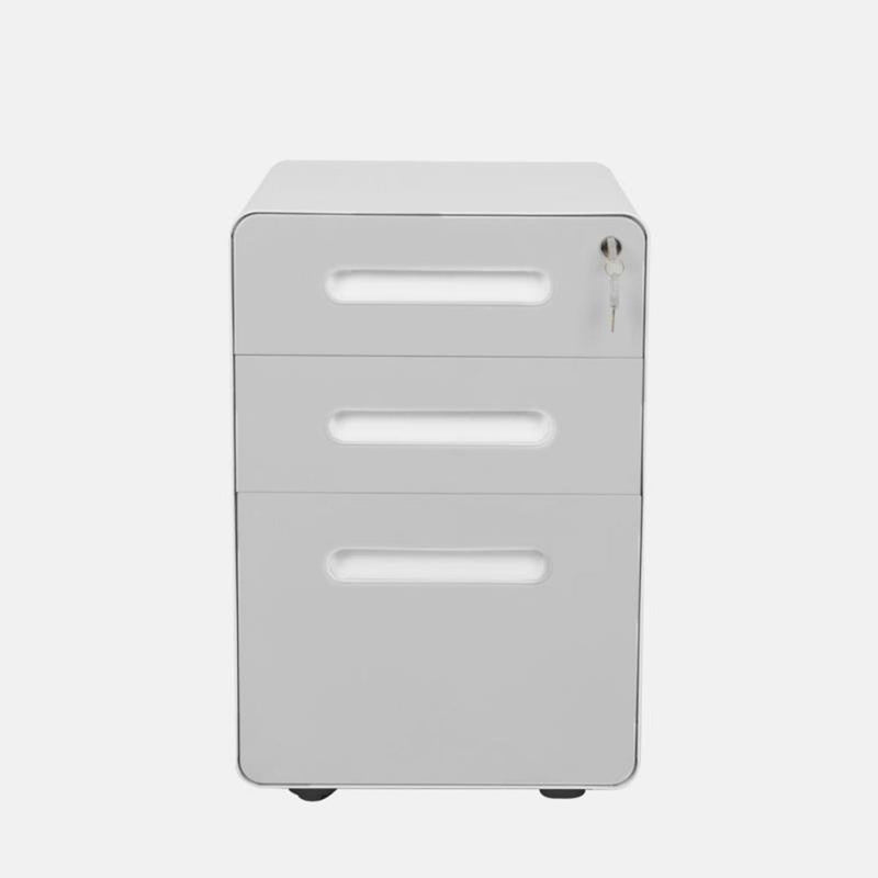 White 3-Drawer Metal Mobile File Cabinet with Locking Keys
