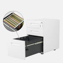 White 3-Drawer Metal Mobile File Cabinet with Locking Keys