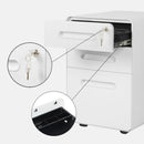 White 3-Drawer Metal Mobile File Cabinet with Locking Keys