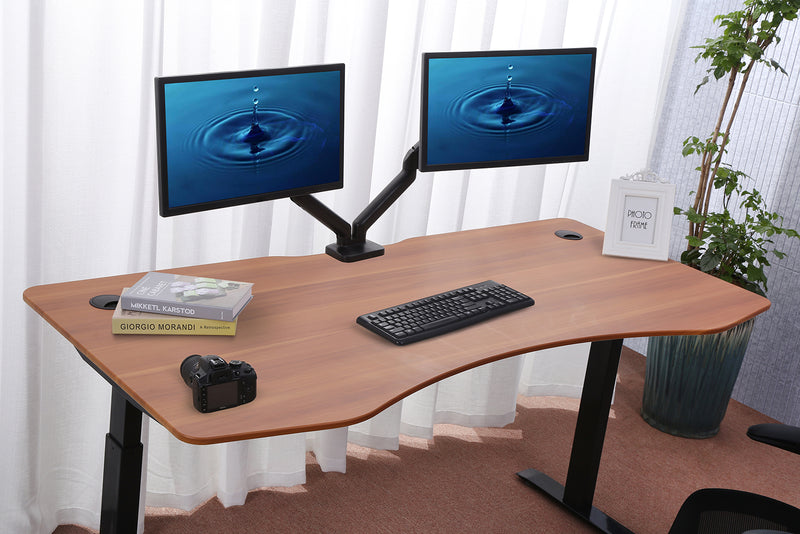 Flex Series 60" x 27" Standing Desk with Black Frame, Curved Top
