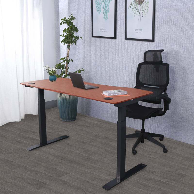 Flex Series 60" x 27" Standing Desk with Black Frame, Curved Top