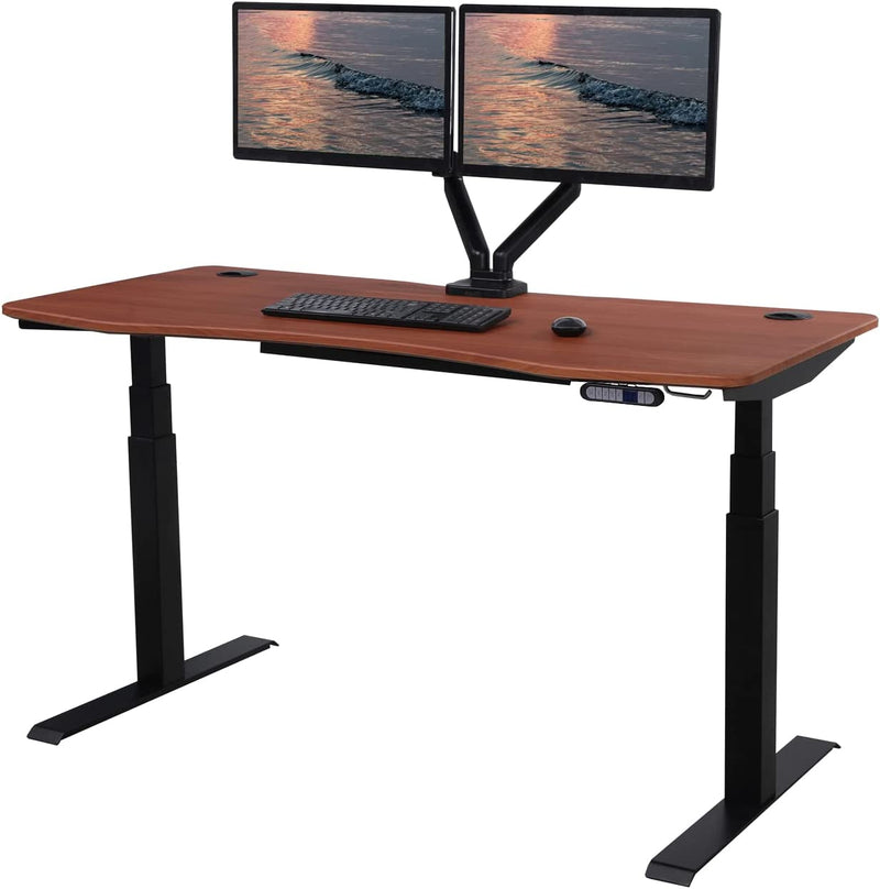 Flex Series 71" x 33" Standing Desk with Black Frame, Curved Top