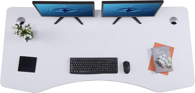 Flex Series 71" x 33" Standing Desk with Black Frame, Curved Top
