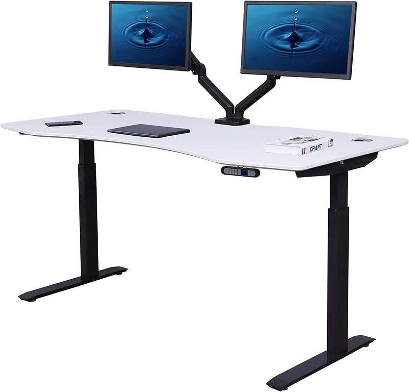 Flex Series 71" x 33" Standing Desk with Black Frame, Curved Top