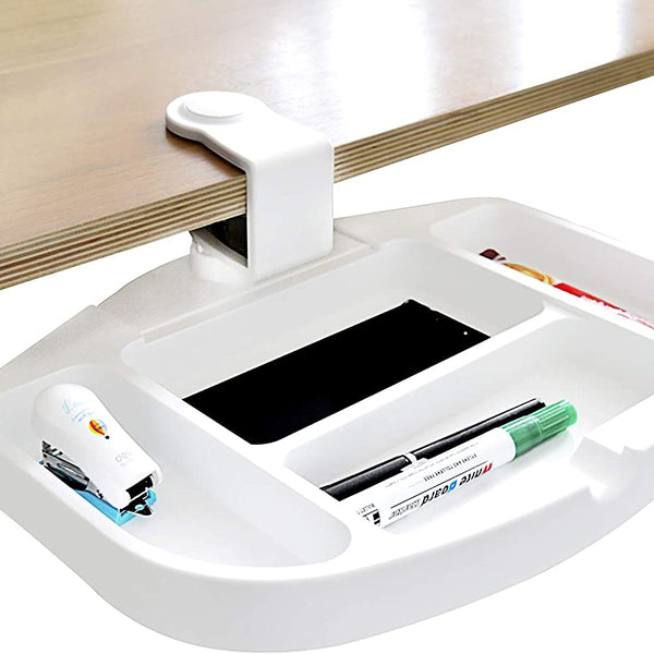 Under Desk Metal Drawer Organizer - 360° Swivel No-Drill Storage Tray For Home Office