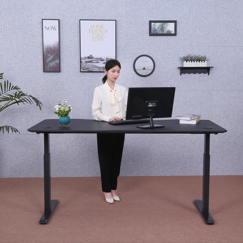 Flex Series 60" x 27" Standing Desk with Black Frame, Curved Top