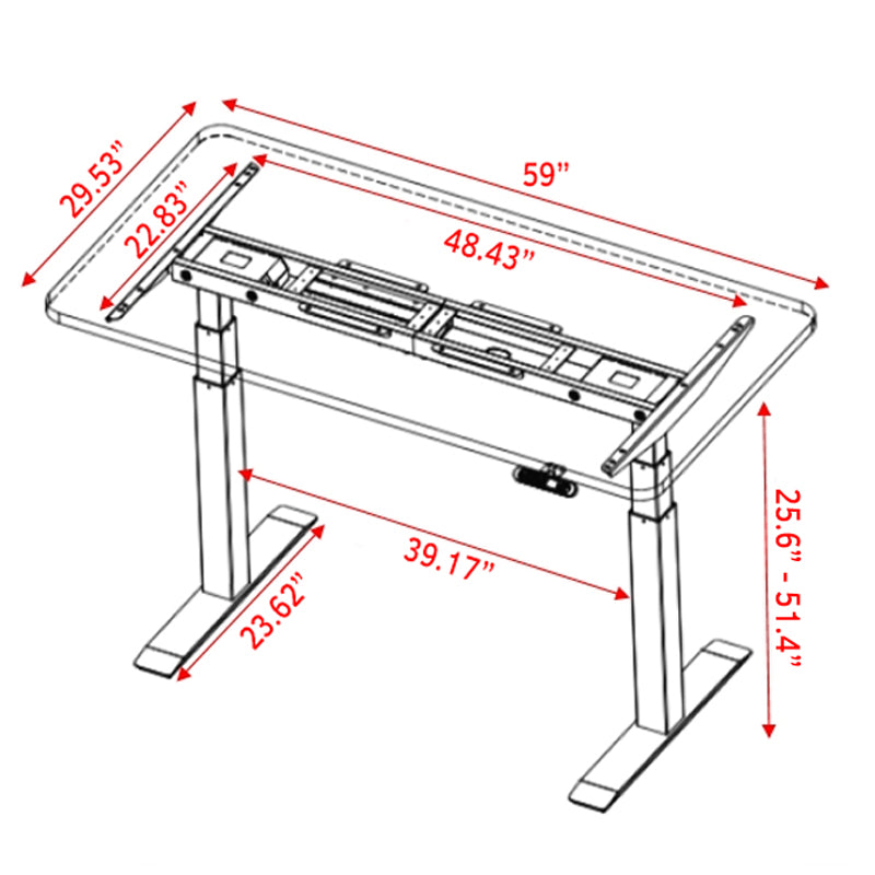 Flex Series 60" x 27" Sit Stand Desk, Rectangular Top/Black Frame