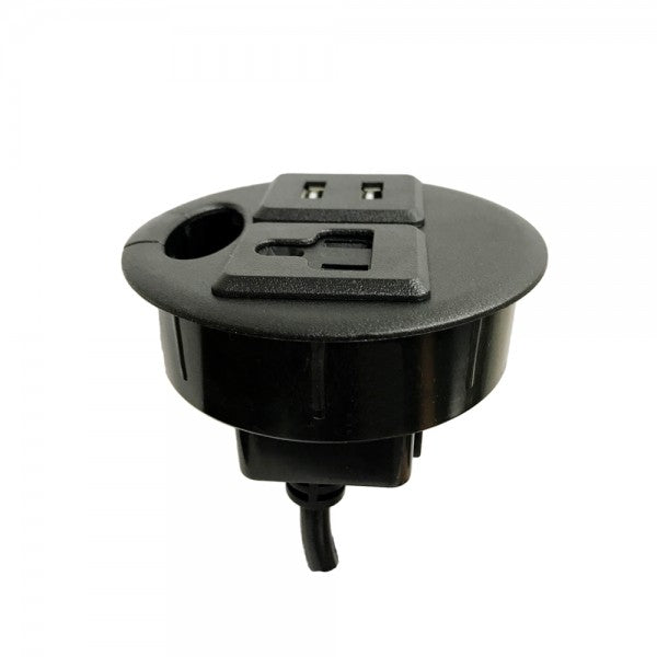 UL Certified Power Grommet - One Power Outlet, Two USB Ports, and Fits Cable Holes with Diameter 80mm