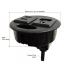 UL Certified Power Grommet - One Power Outlet, Two USB Ports, and Fits Cable Holes with Diameter 80mm