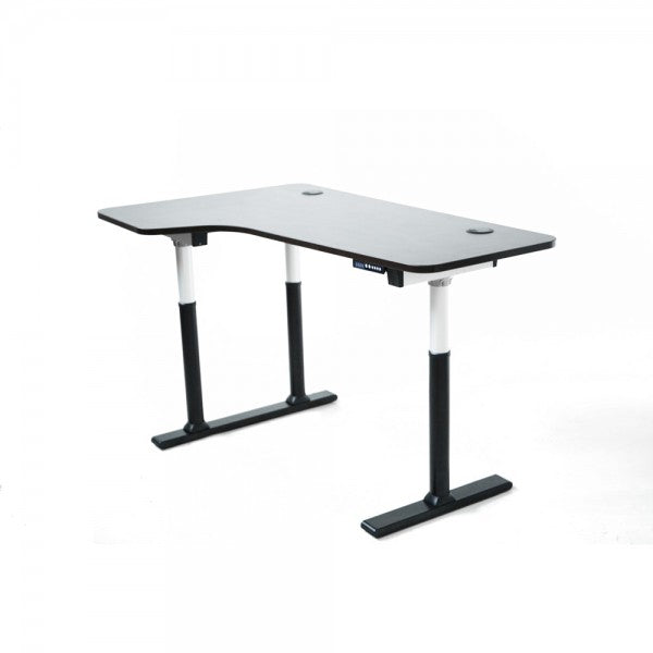 Vortex Series 6 button Electric Height Adjustable Sit to Stand 3 Leg Corner Desk Espresso Top Left Return