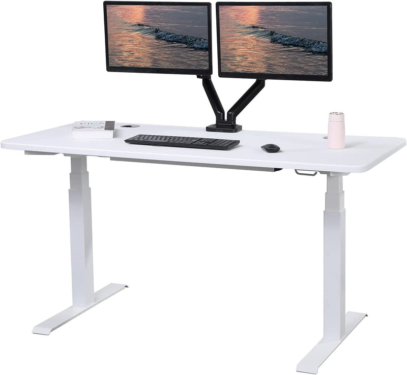 K Series 60" x 27" Standing Desk with White Frame (Rectangular Top)