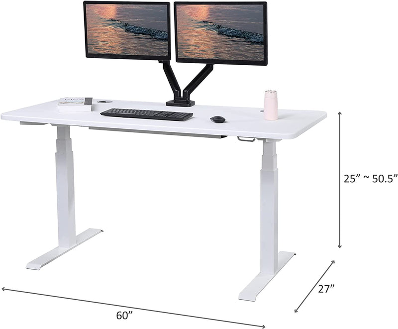 Elite K Series 60" x 27" Standing Desk with White Frame